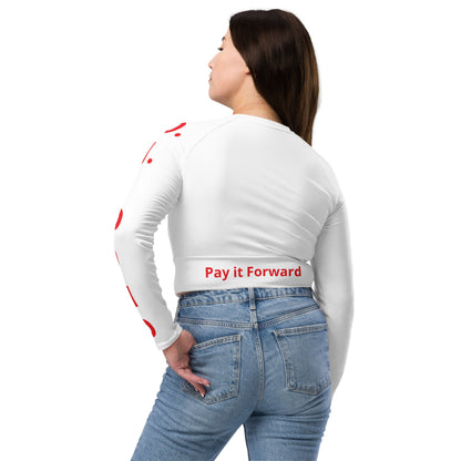 D.J. Domo "Pay It Forward" Long-Sleeve Crop Top White/Red