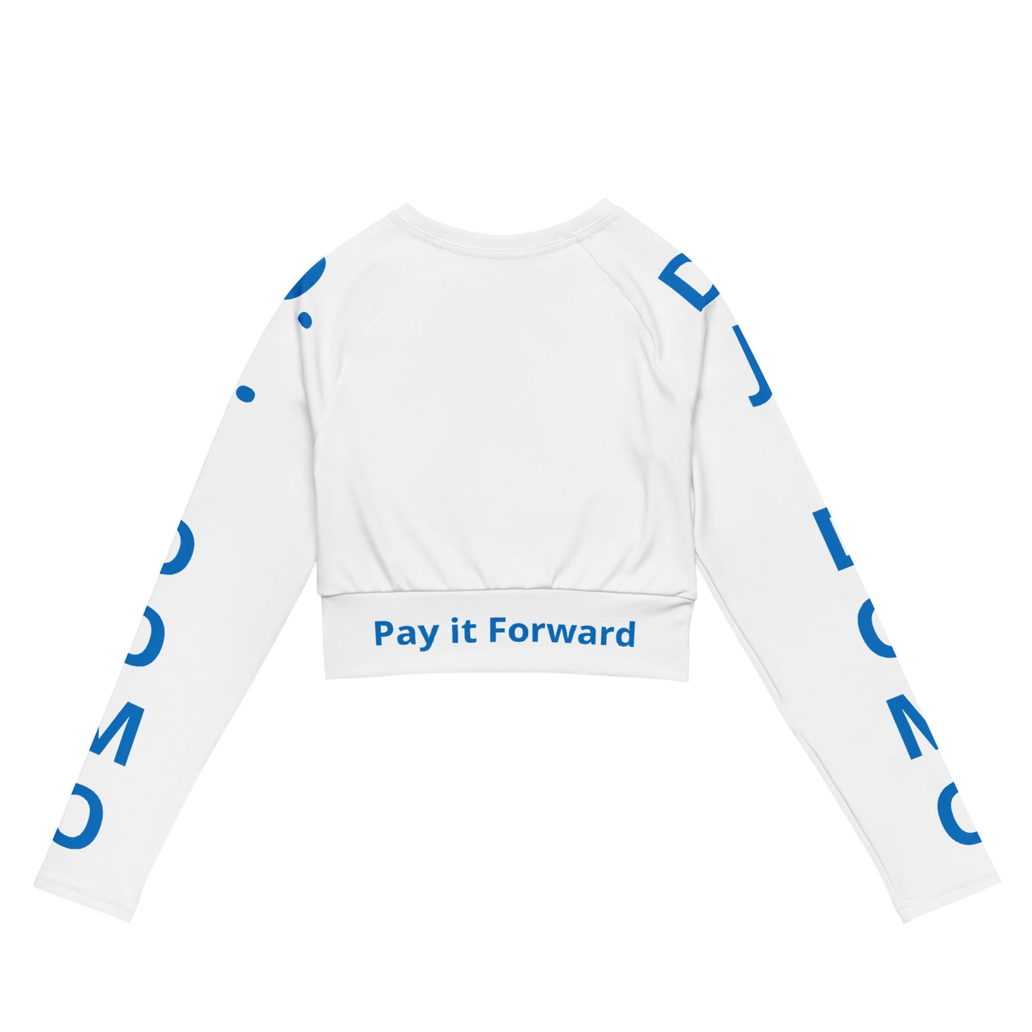 D.J. Domo "Pay It Forward" Long-Sleeve Crop Top White/Light Blue