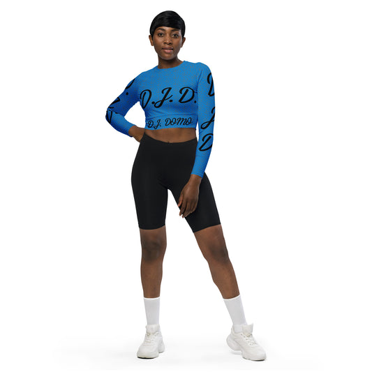 D.J. Domo "D.J.D." Long-Sleeve Crop Top Light Blue/Black