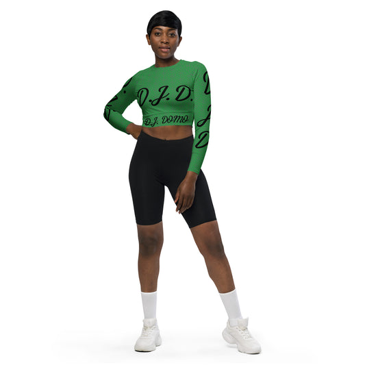 D.J. Domo "D.J.D." Long-Sleeve Crop Top Light Green/Black