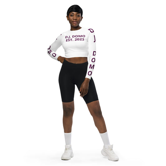 D.J. Domo "Pay It Forward" Long-Sleeve Crop Top White/Purple