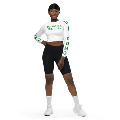 D.J. Domo "Pay It Forward" Long-Sleeve Crop Top White/Green