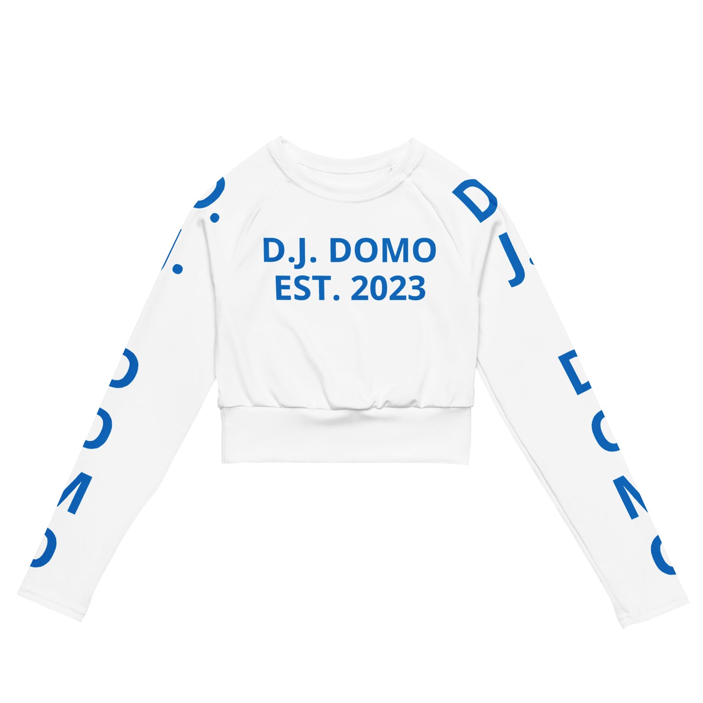 D.J. Domo "Pay It Forward" Long-Sleeve Crop Top White/Light Blue