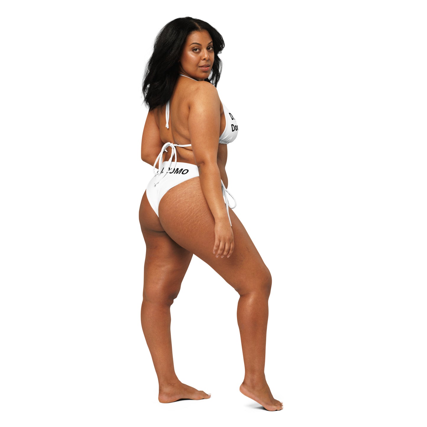 D.J. Domo "Classic" 2 Piece String Bikini Swimsuit White/Black