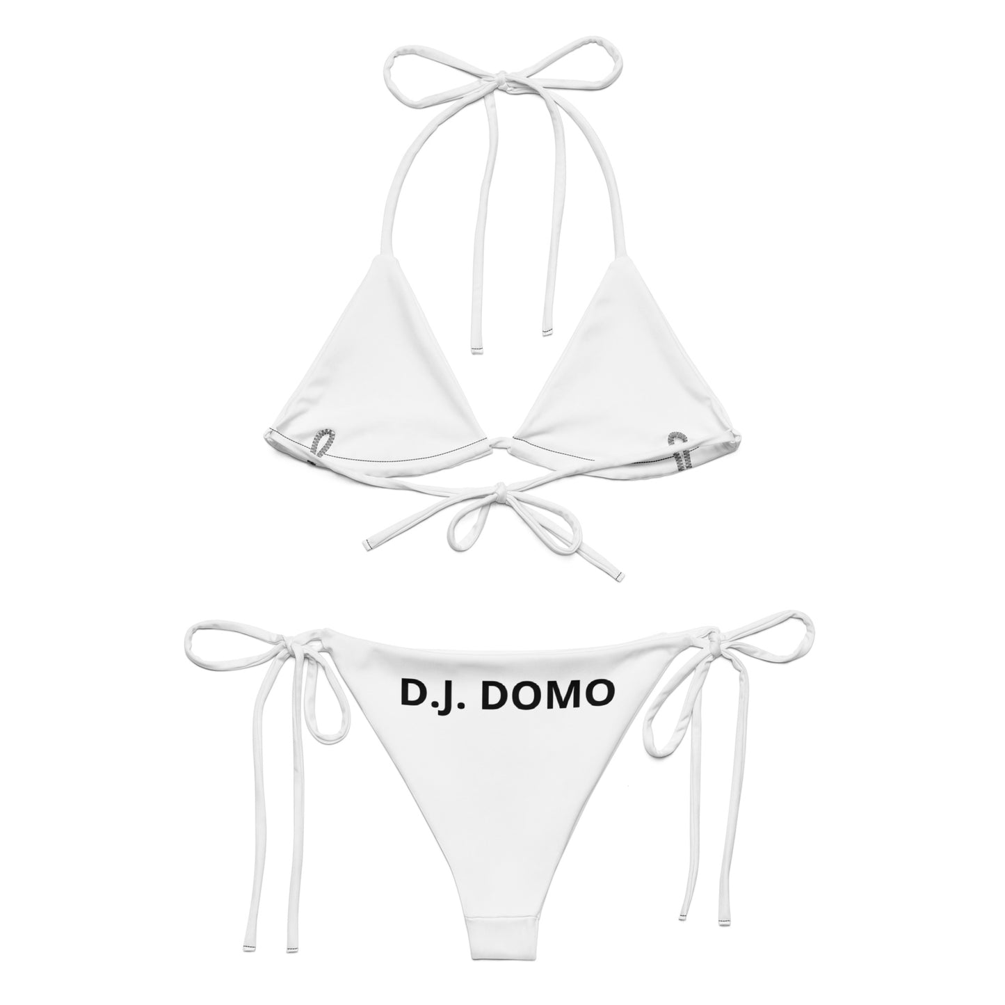 D.J. Domo "Classic" 2 Piece String Bikini Swimsuit White/Black