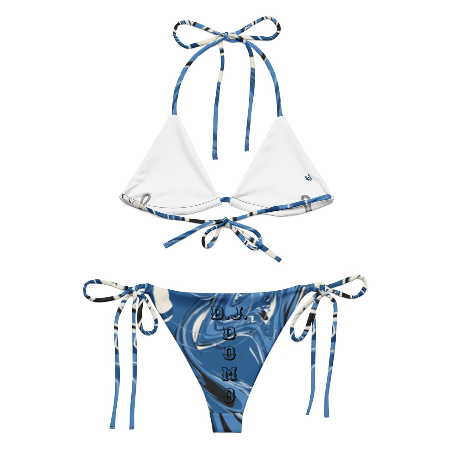 D.J.D. "Blue Swirlz" 2 Piece String Bikini Swimsuit