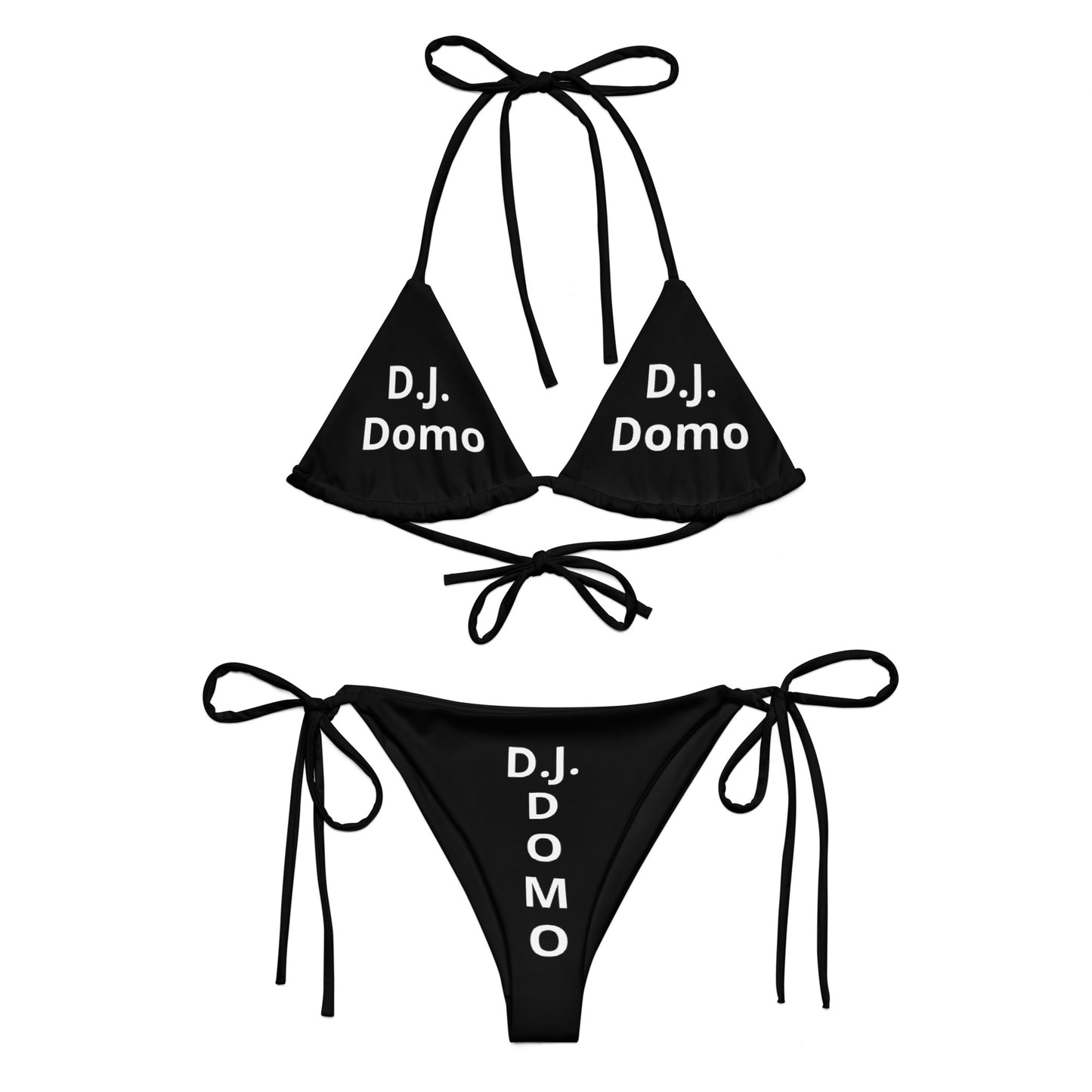 D.J. Domo "Classic" 2 Piece String Bikini Swimsuit Black/White