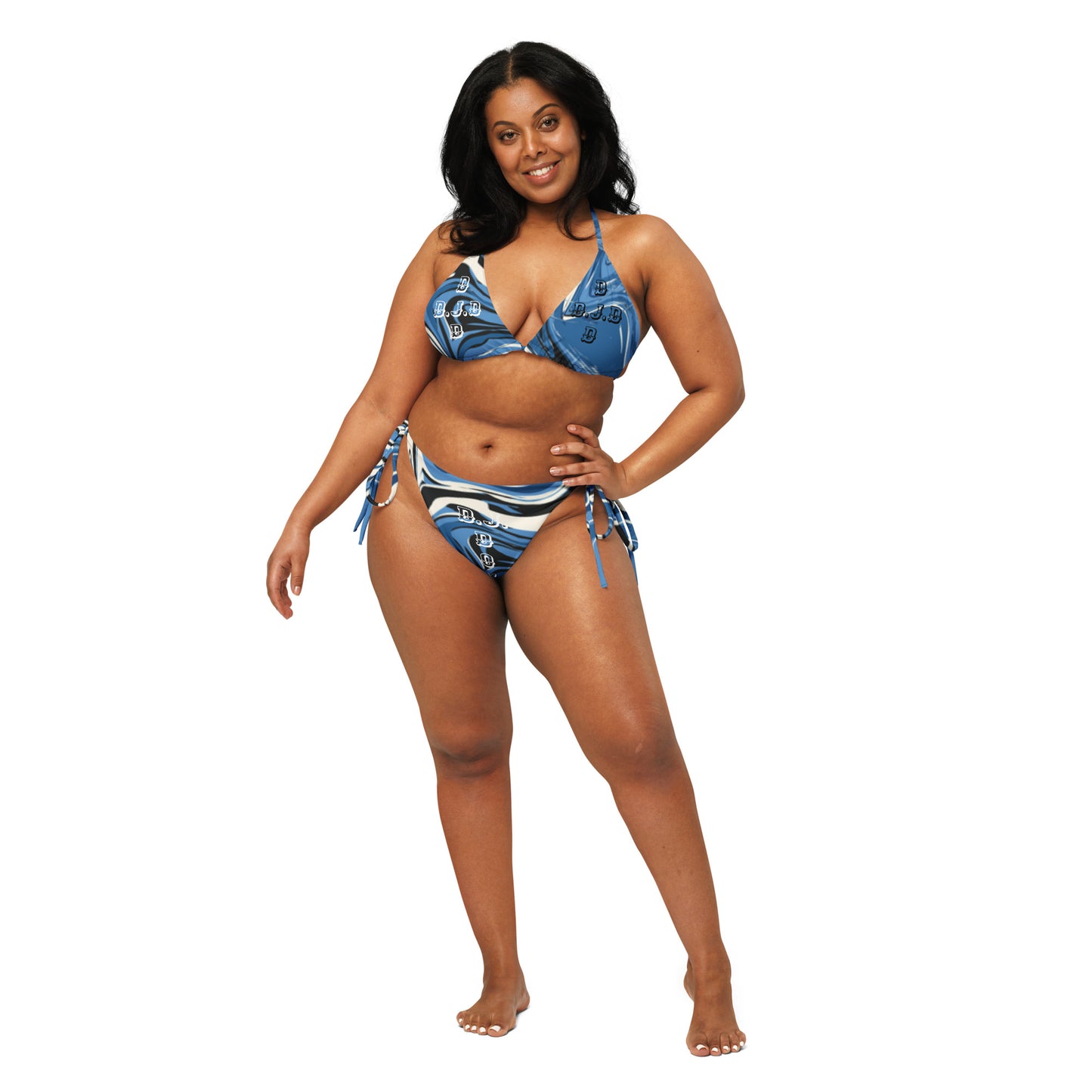 D.J.D. "Blue Swirlz" 2 Piece String Bikini Swimsuit