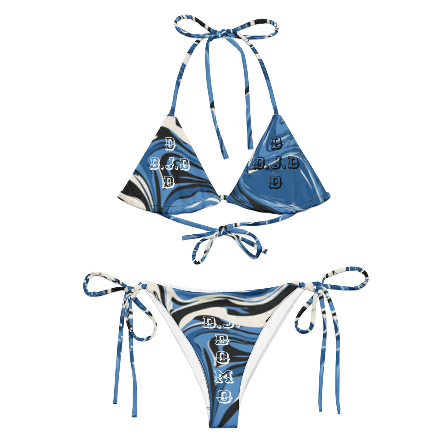 D.J.D. "Blue Swirlz" 2 Piece String Bikini Swimsuit