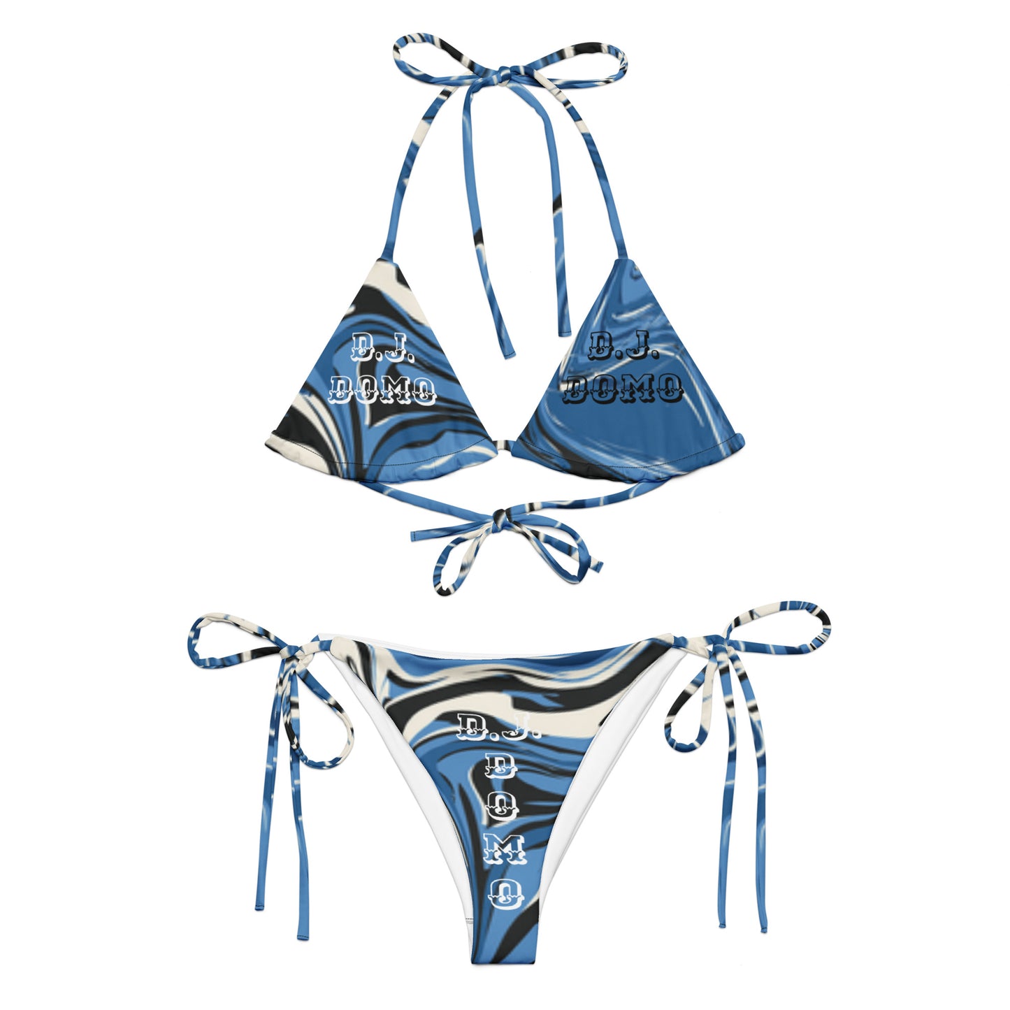 D.J. Domo "Blue Swirlz" 2 Piece String Bikini Swimsuit