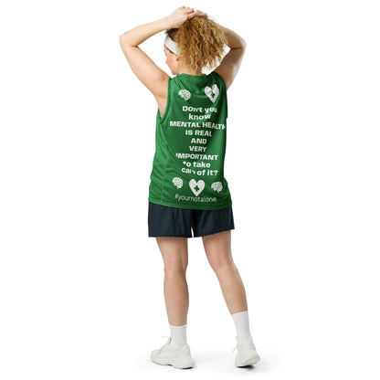 D.J. Domo "Mental Health yournotalone" Unisex Basketball Jersey Green/White