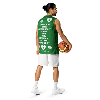 D.J. Domo "Mental Health yournotalone" Unisex Basketball Jersey Green/White