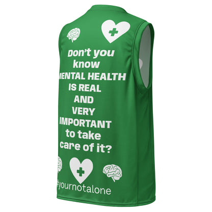 D.J. Domo "Mental Health yournotalone" Unisex Basketball Jersey Green/White