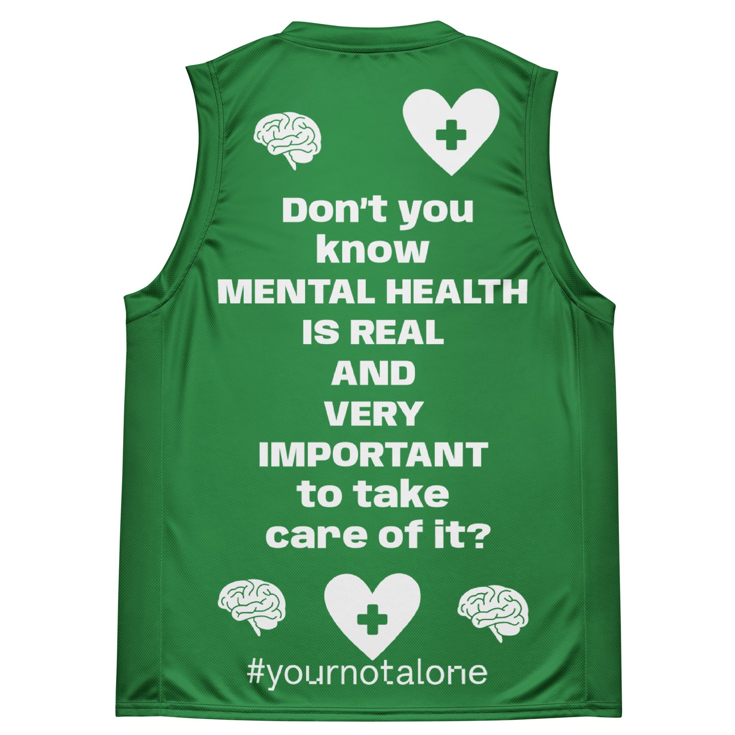 D.J. Domo "Mental Health yournotalone" Unisex Basketball Jersey Green/White