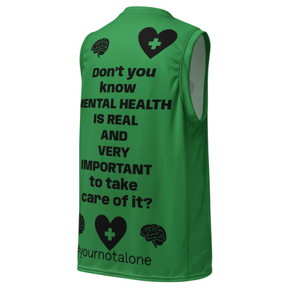 D.J. Domo "Mental Health yournotalone" Unisex Basketball Jersey Green/Black