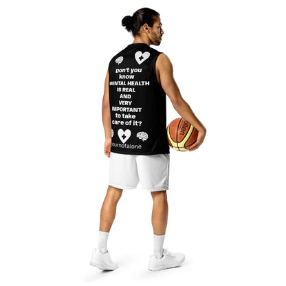 D.J. Domo "Mental Health yournotalone" Unisex Basketball Jersey Black/White