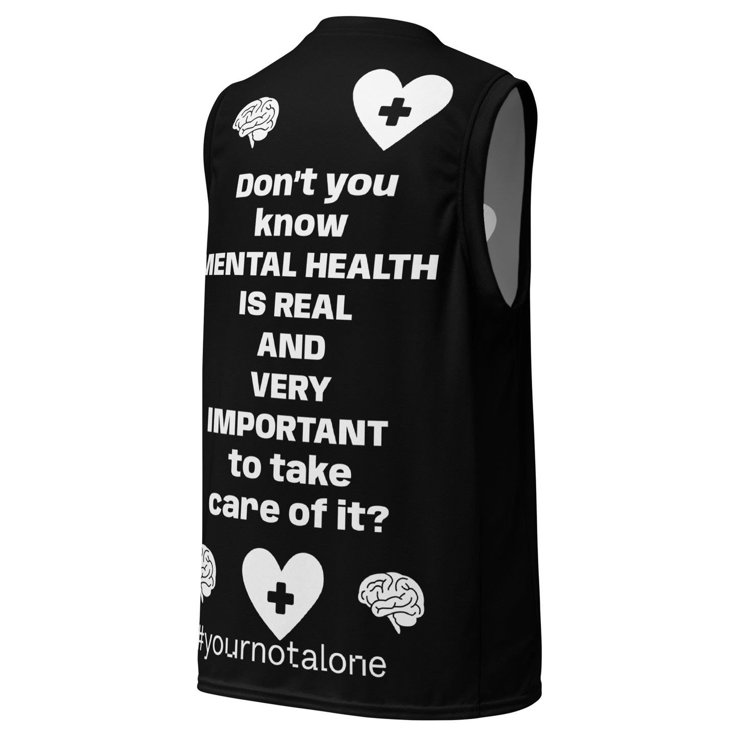 D.J. Domo "Mental Health yournotalone" Unisex Basketball Jersey Black/White