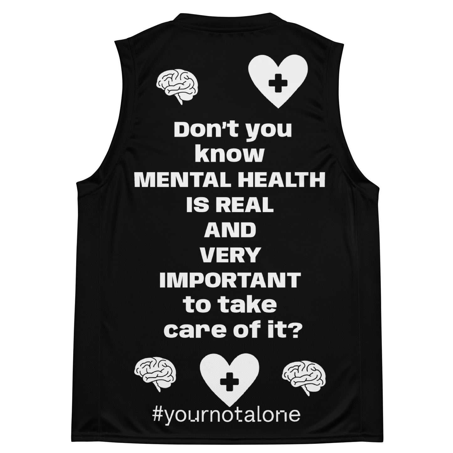 D.J. Domo "Mental Health yournotalone" Unisex Basketball Jersey Black/White