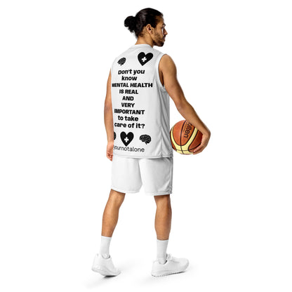 D.J. Domo "Mental Health yournotalone" Unisex Basketball Jersey White/Black