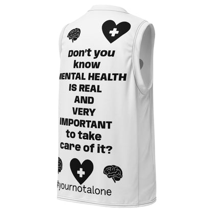 D.J. Domo "Mental Health yournotalone" Unisex Basketball Jersey White/Black