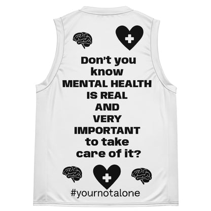 D.J. Domo "Mental Health yournotalone" Unisex Basketball Jersey White/Black