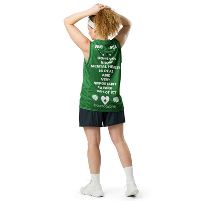 D.J. Domo "Mental Health 988" Unisex Basketball Jersey Green/White