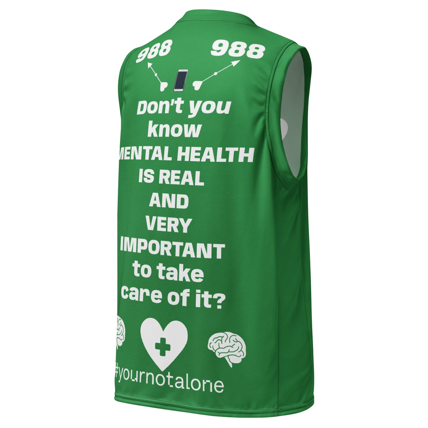 D.J. Domo "Mental Health 988" Unisex Basketball Jersey Green/White