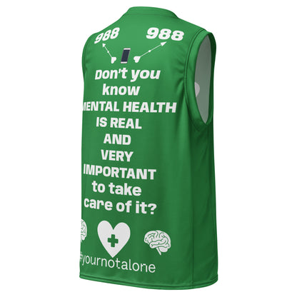 D.J. Domo "Mental Health 988" Unisex Basketball Jersey Green/White