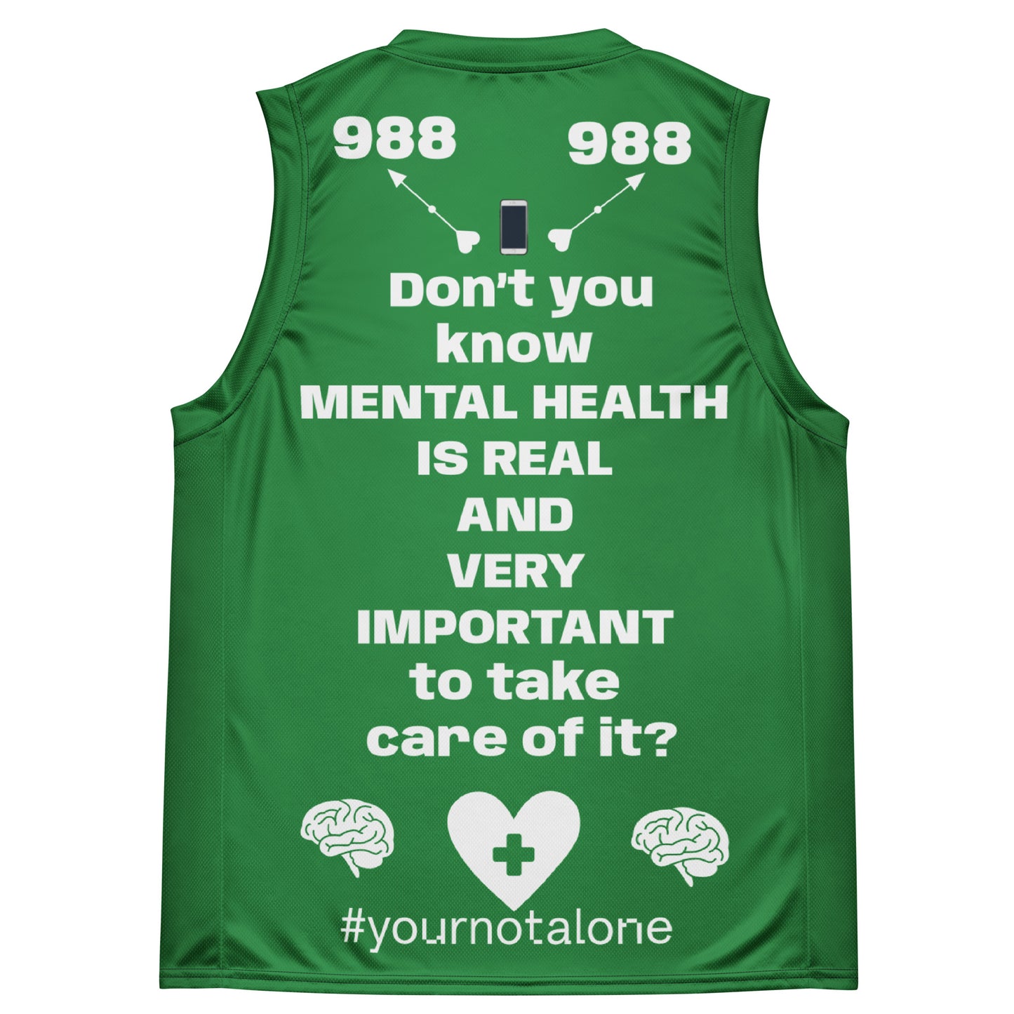 D.J. Domo "Mental Health 988" Unisex Basketball Jersey Green/White