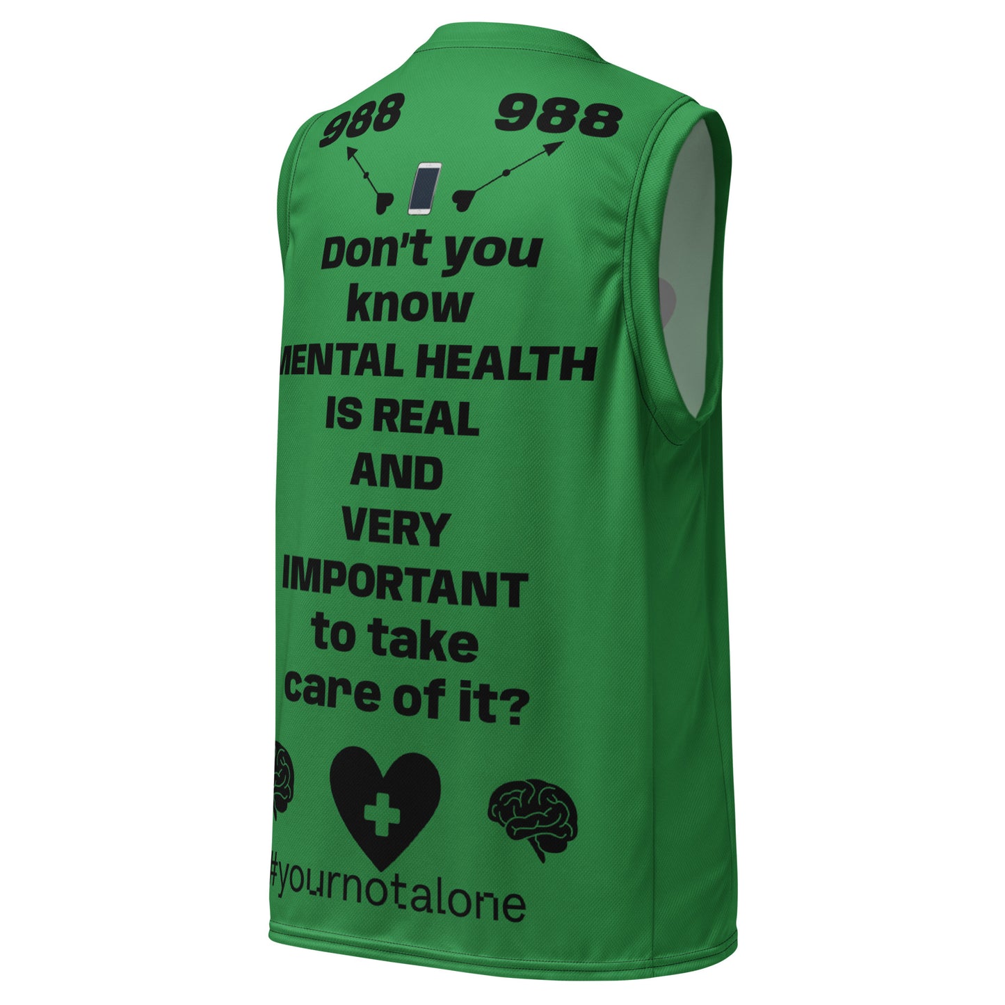 D.J. Domo "Mental Health 988" Unisex Basketball Jersey Green/Black