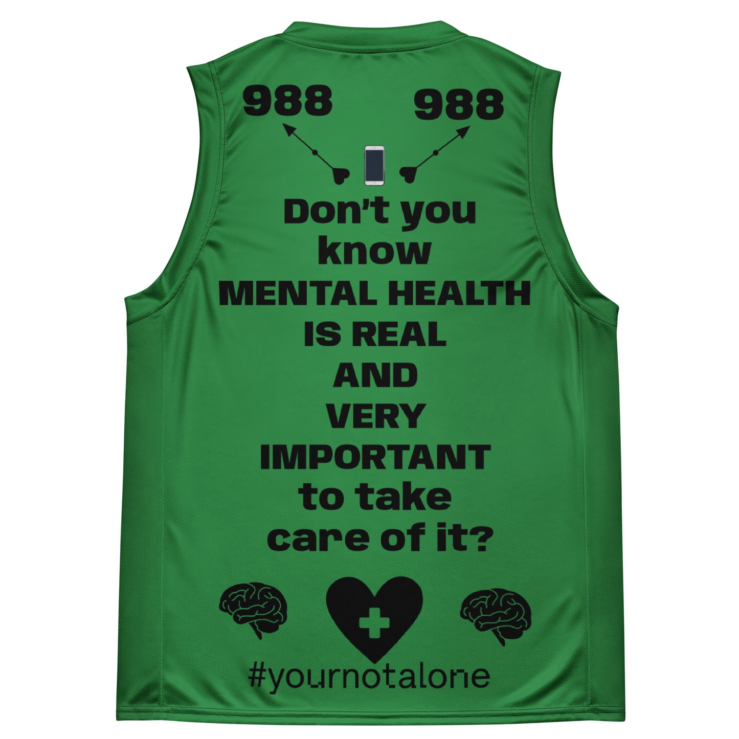 D.J. Domo "Mental Health 988" Unisex Basketball Jersey Green/Black