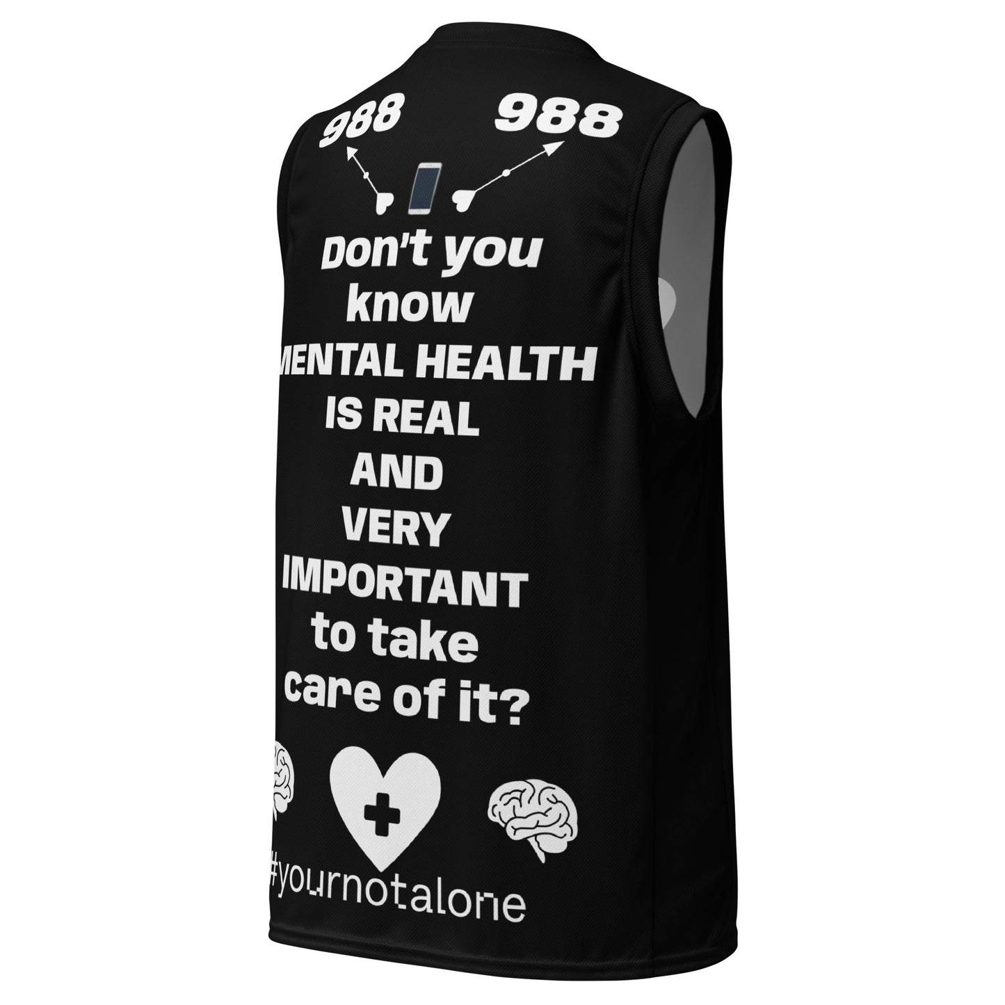 D.J. Domo "Mental Health 988" Unisex Basketball Jersey Black/White