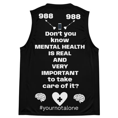 D.J. Domo "Mental Health 988" Unisex Basketball Jersey Black/White