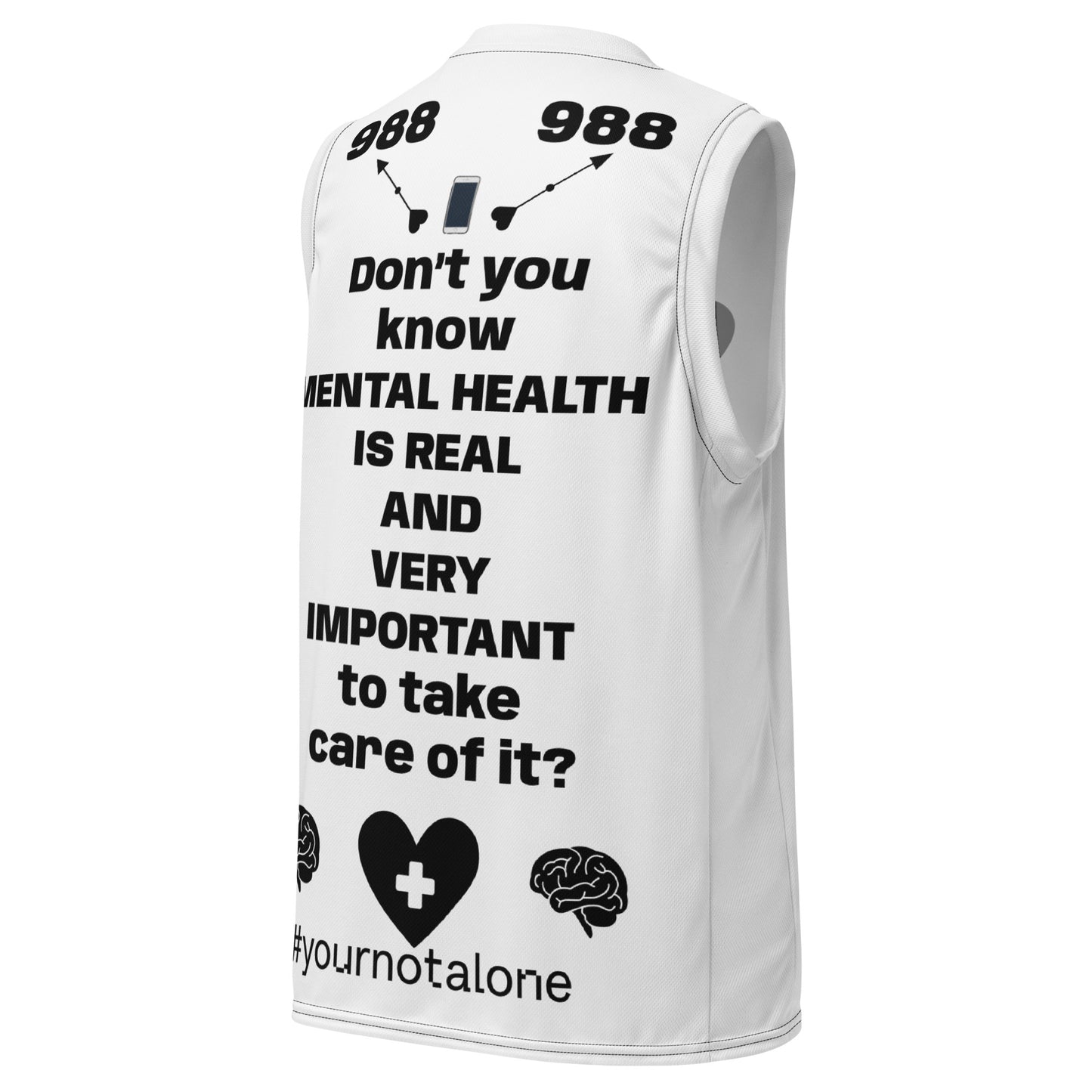 D.J. Domo "Mental Health 988" Unisex Basketball Jersey White/Black