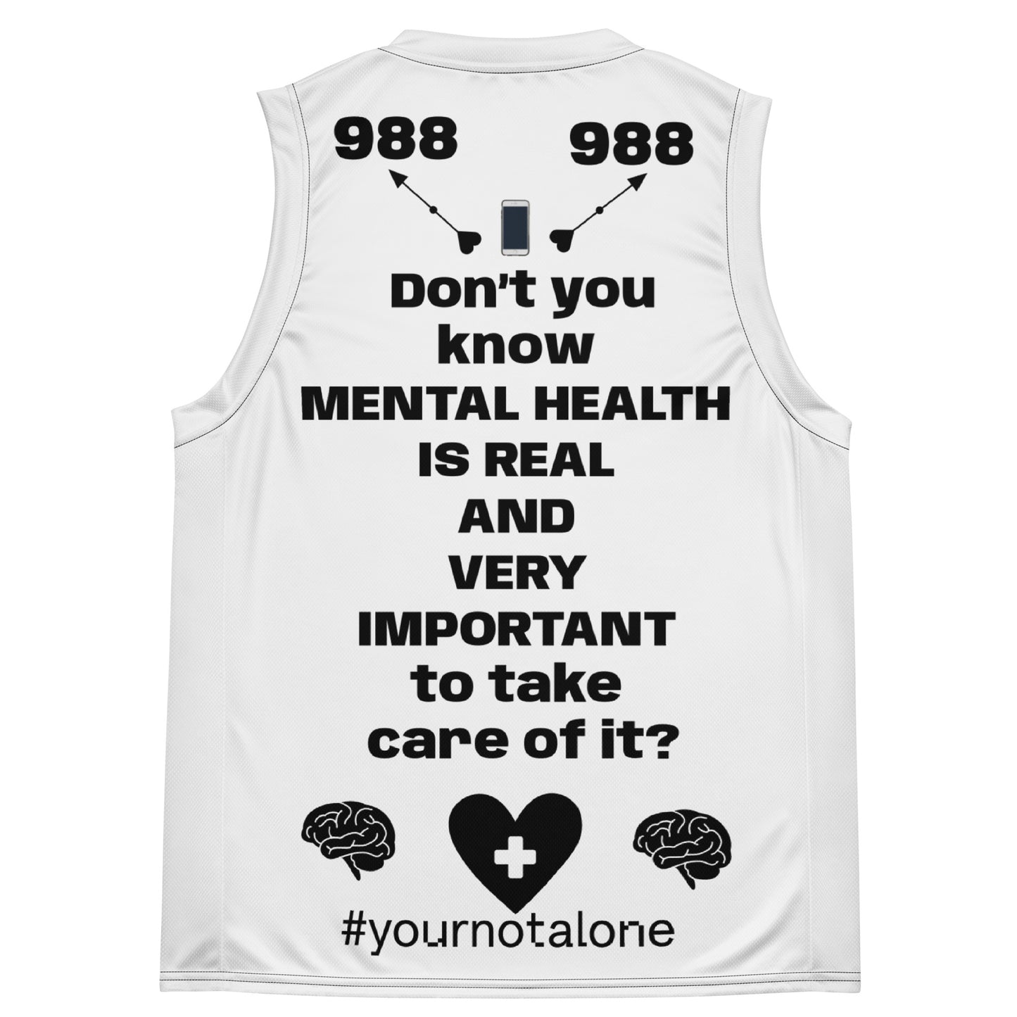 D.J. Domo "Mental Health 988" Unisex Basketball Jersey White/Black