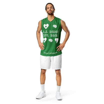 D.J. Domo "Mental Health yournotalone" Unisex Basketball Jersey Green/White