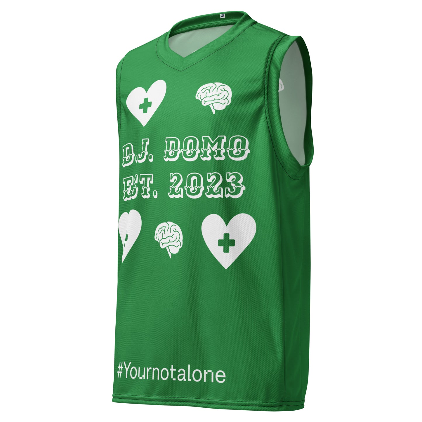 D.J. Domo "Mental Health yournotalone" Unisex Basketball Jersey Green/White