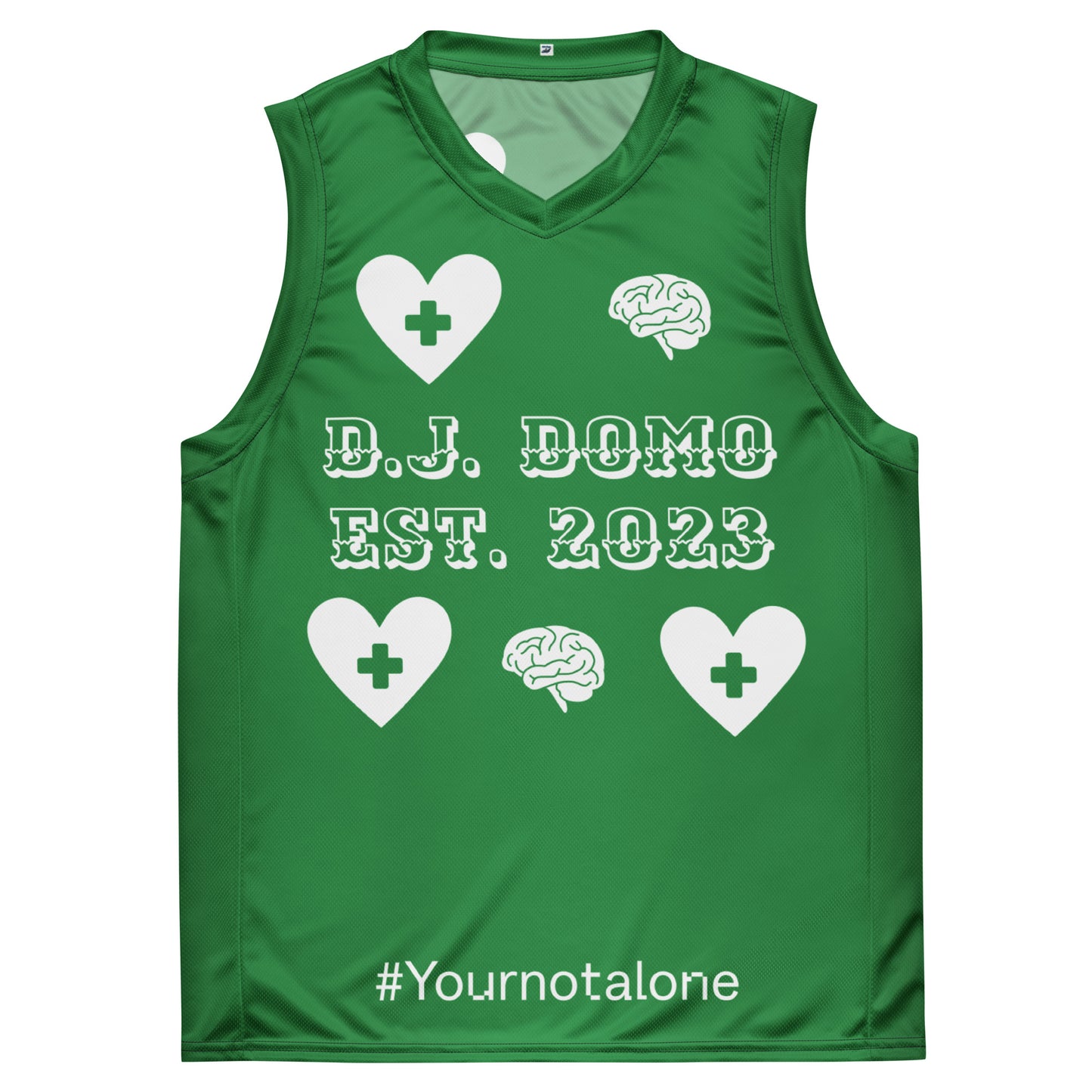 D.J. Domo "Mental Health yournotalone" Unisex Basketball Jersey Green/White