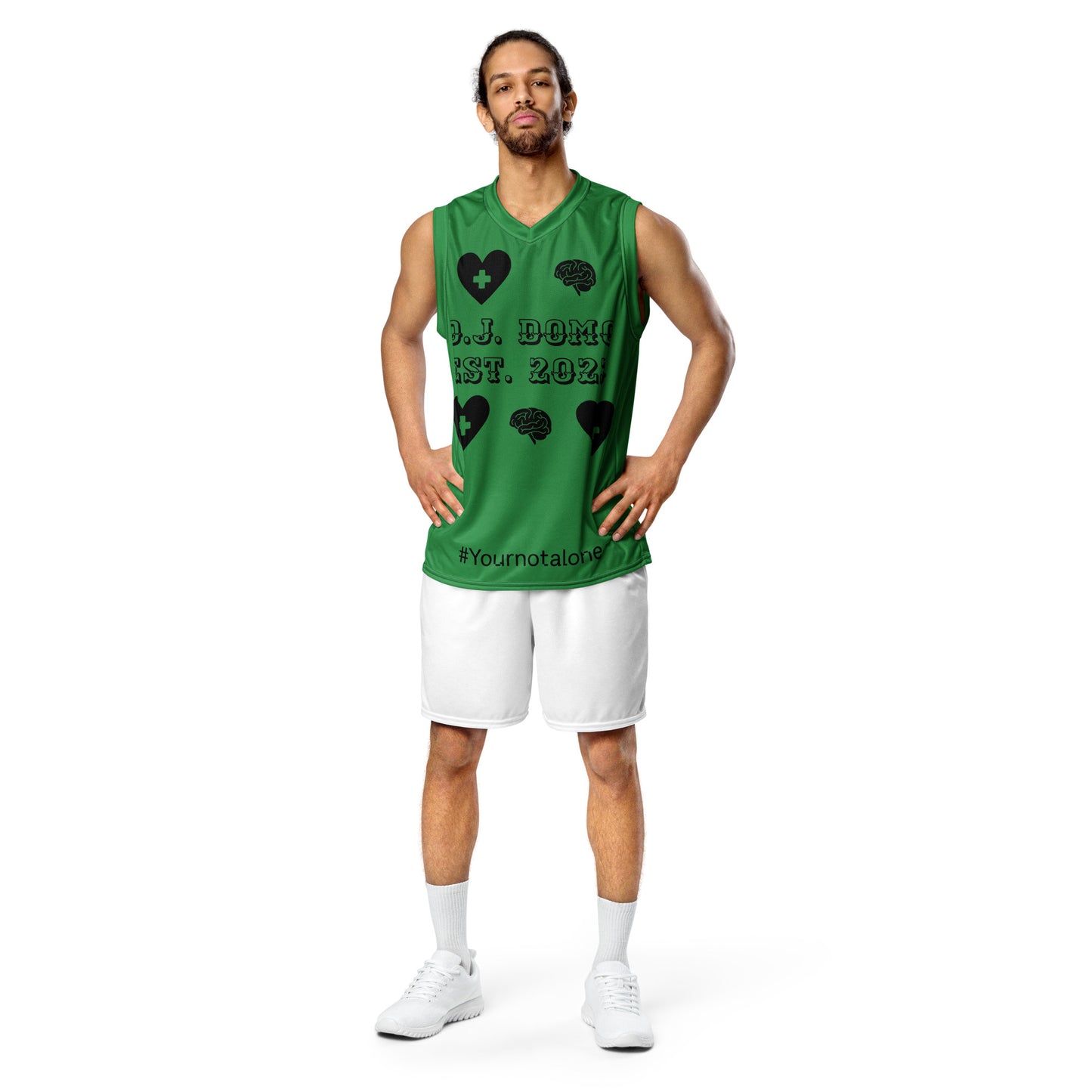 D.J. Domo "Mental Health yournotalone" Unisex Basketball Jersey Green/Black