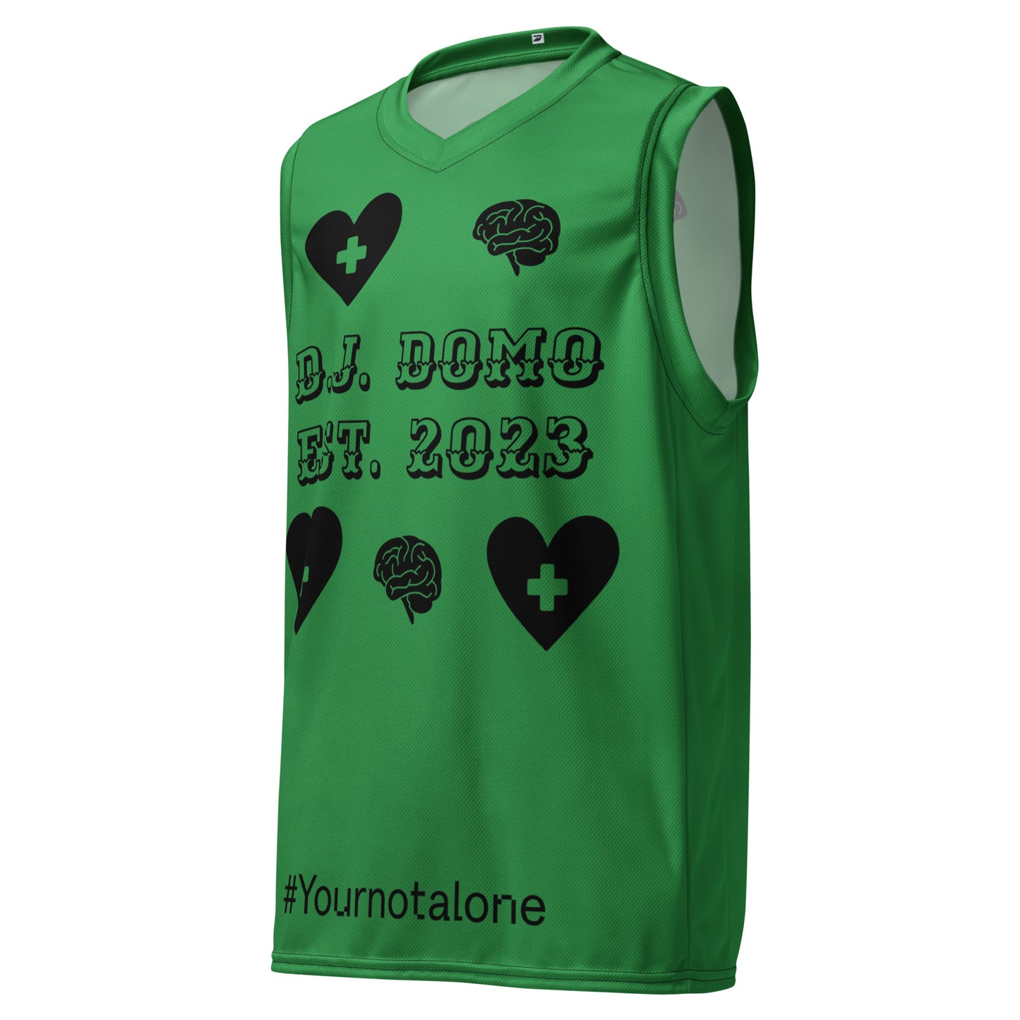 D.J. Domo "Mental Health yournotalone" Unisex Basketball Jersey Green/Black