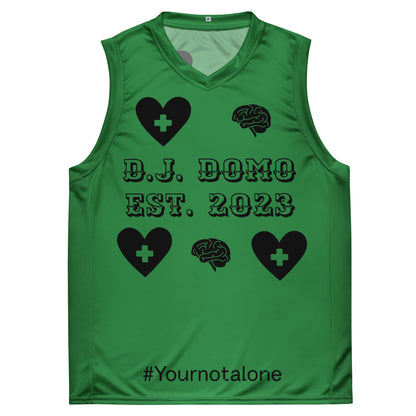 D.J. Domo "Mental Health yournotalone" Unisex Basketball Jersey Green/Black