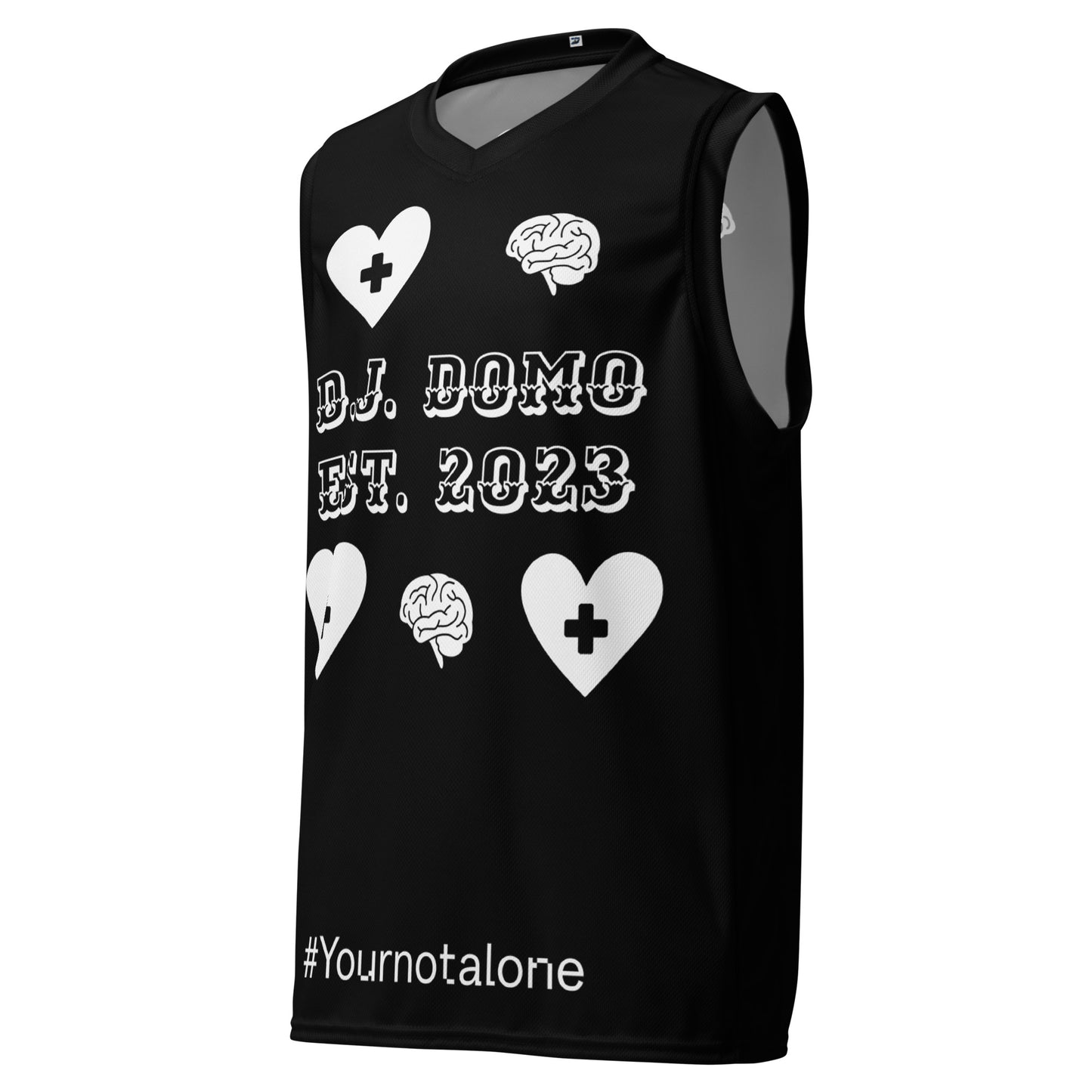 D.J. Domo "Mental Health yournotalone" Unisex Basketball Jersey Black/White