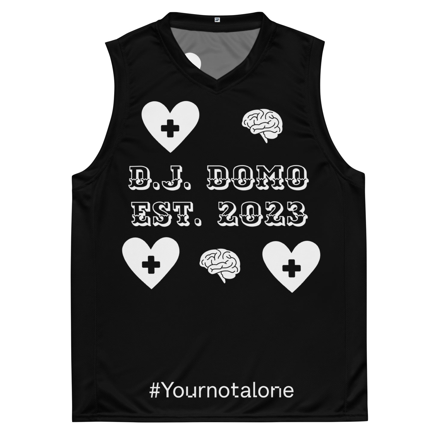 D.J. Domo "Mental Health yournotalone" Unisex Basketball Jersey Black/White