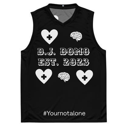 D.J. Domo "Mental Health yournotalone" Unisex Basketball Jersey Black/White