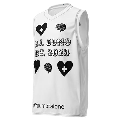 D.J. Domo "Mental Health yournotalone" Unisex Basketball Jersey White/Black