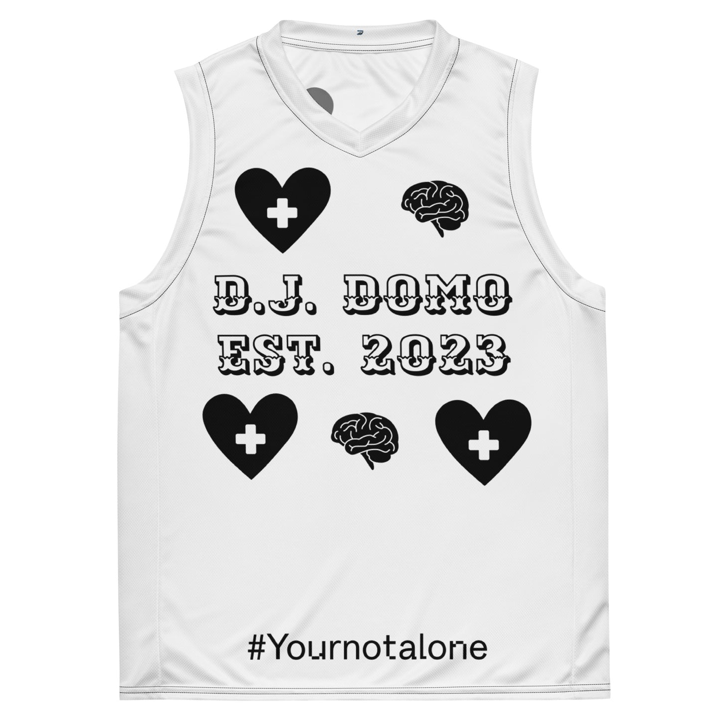 D.J. Domo "Mental Health yournotalone" Unisex Basketball Jersey White/Black