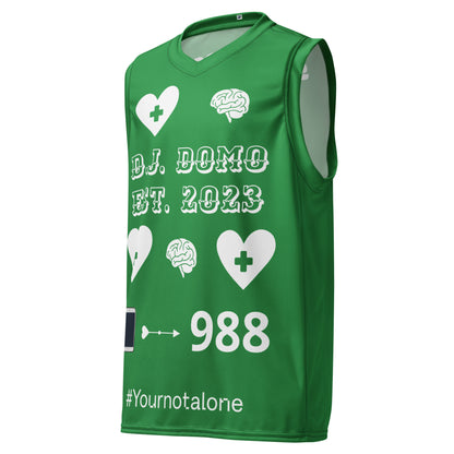 D.J. Domo "Mental Health 988" Unisex Basketball Jersey Green/White