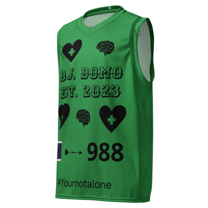 D.J. Domo "Mental Health 988" Unisex Basketball Jersey Green/Black