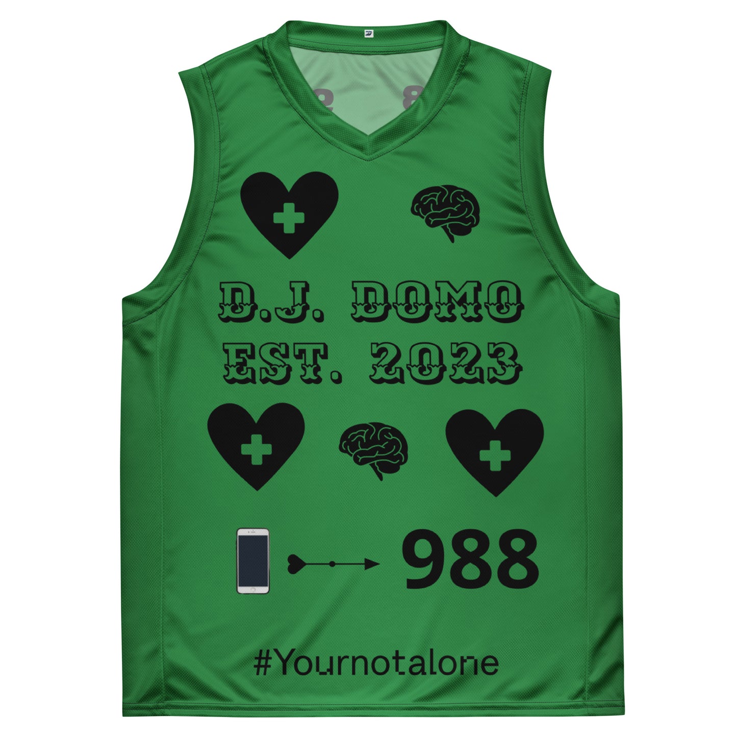 D.J. Domo "Mental Health 988" Unisex Basketball Jersey Green/Black