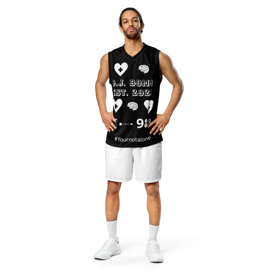 D.J. Domo "Mental Health 988" Unisex Basketball Jersey Black/White